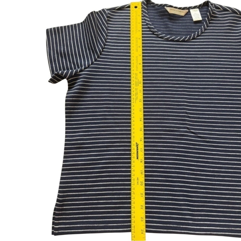 Draper's & Damon's Navy Blue White T Shirt Top Striped Short Sleeve XL Petite - Picture 7 of 9